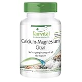 Calcium Magnesium Citrat - HOCHDOSIERT - Cal-Mag Kapseln - VEGAN - 180 Kapseln