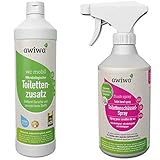 awiwa 2er Set Sanitärflüssigkeit: wc mobil 1l (Toilettenzusatz)+ Flush Spray 500ml Reinigungsspray für die Camping Toilette