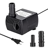 Mini Aquarium Pumpe,Ultra Leise Wasserpumpen 5W 400L/H mit Hohem Hub Brunnenpumpe mit 1,4 m Netzkabel für Aquarien Teich Brunnen Statuen Hydrokultur