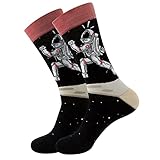 AYOrpeg Baumwollsocken Schwarz Damen Astronautensocken aus Baumwolle der Fun Universe- für Damen Straps Mit Strümpfen (I, One Size)