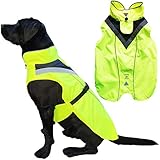 Lautus Pets Hunde-Regenmantel, wasserdicht, reflektierend, helles Gelb mit Loch für Geschirr (M, Gelb)