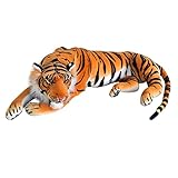 TE-Trend XXL Plüschtier Tiger Kuscheltier Stofftiger lebensechte Raubkatze liegend Dschungel Steppe 90 cm Mehrfarbig getigert