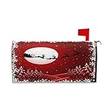 Kcldeci Weihnachtsmann Schlitten Magnetische Briefkastenabdeckung Xmas Winter Neujahr Briefkasten Abdeckung Magnetische Briefkasten Wraps Post Briefkasten Abdeckung Garten Standardgröße 21 x 63,5 cm