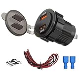 ANORE Dual QC3.0 USB Laden Buchse, 36 W Wasserdichter Schnell Laden 3.0 Power Steckdosen Adapter für 12V / 24V Auto Boot Marine Moto