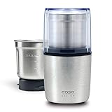 CASO Coffee & Kitchen Flavour, elektrische Kaffeemühle aus Edelstahl, Zerkleinerer mit extra Edelstahlbehälter für Pesto, Nüsse, Gewürze, Kräuter uvm., 200 Watt, Silber