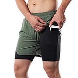 ERYUE Herren-Shorts, 2-in-1-Herren-Laufshorts mit Handtuchschlaufentaschen, schnell trocknende Trainingsshorts für das Training im Fitnessstudio