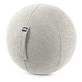 mokebo® ergonomischer Sitzball fürs Büro 'Der Sportliche', Gymnastikball mit 65cm Breite aus Stoff mit Bezug, auch als Hocker in Hellgrau | Stoffbezug in Weboptik