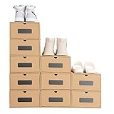 10 PCS Schuhkartons, Aufbewahrungsboxen aus Wellpappe, Schuhboxen mit Schubladen, Kartons aus gewelltem Kraftpapier, DIY (33,5 cm x 23 cm x 13 cm) (10)