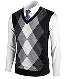 Oralidera Herren V-Ausschnitt Ärmellose Pullover Klassische Business Strickweste Casual Slim Fit Pullover Argyle Strickwaren Weste V Ausschnitt Weste Pullover Weste Tank Tops, Schwarz , X-Large