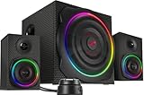 Speedlink Gravity Carbon RGB 2.1 Subwoofer System - Lautsprechersystem mit Bluetooth-Verbindung für Smartphone/Tablet - 120W Peak-Power, schwarz