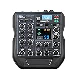 ZHELLY Audio-Mischpult AG-AS04B 24 Bit 9 9dsp Effekte 192KHz -Probenahmefrequenz Bluetooth Mini -Audio -Mixer mit USB Aufzeichnung und Phantomkraft für Aufnahme DJ Bühne Karaoke