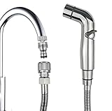 Waschbeckenbrause,Mobile Handbrause,Handbrause für Küche, Bad, Waschküche, ideal zum Nachrüsten, einfache Handhabung,Set mit Schlauch (1.8m) und Wasserhahnadapter (1.8M, Chrom)