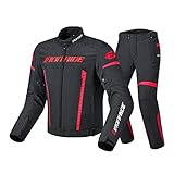 LALEO Motorradjacke in Racing-Optik, mit Thermofutter und Protektoren, Motorradkombi Biker Motorrad Textil Kombi wasserdichte Jacke und Hose