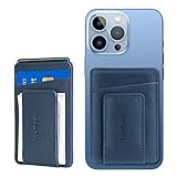 TopMade Magnetischer Handy Kartenhalter für MagSafe Wallet [Starke Adsorption, Max 3 Karten] Leder Kreditkartenetui Handy Wallet für MagSafe, Magnetic Card Holder für iPhone 12, 13 & 14 Reihe - Blau