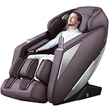 Massage Chair with Intelligent Voice Control, Drainage Massage for Legs, Zero Gravity, Smart Button for Massage Programmes, SL Rails, Stretching Yoga (Brown)