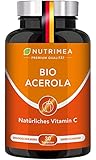 ACEROLA BIO Lutschtabletten | Natürliches Vitamin C Hochdosiert 1000mg | Reines Pulver Frucht-Extrakt aus Acerolakirsche | Tablette 100% VEGAN Cherry Kirsche Geschmack - Immunsystem Energie Kinder