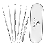 Insertpgup® Mitesserentferner Komedonenquetscher Set Pickel Ausdrücken Werkzeug Pinzett mit Metall-Box Blackhead Remover aus Hochwertiger Edelstahl Pickelentferner Akne Extraktor Tools 6 Stücke