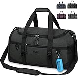 Lubardy Sporttasche Reisetasche Groß 55L Wasserdicht mit Sporthandtuch Schuhfach Nassfach Weekender Schwimmtasche Trainingstasche Damen Herren Gym Bag Schwarz