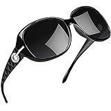 Joopin Polarisierte Sonnenbrille Damen UV400 Schutz Übergroß Klassisch Moderne Sonnenbrille Damen Schwarz mit Großer Rahmen (Schwarz+Einfache Verpackung)