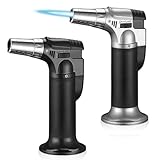 2 Stück Flambierbrenner, Küchenbrenner mit Sicherheitsschloss Refillable Butane Gasbrenner Bunsenbrenner Blowtorch, Geeignet für Küche Crème Brulée Camping Grill Löten (Butan Nicht Inbegriffen)