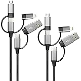 Callstel USB Kabel: 2er -6in1-Lade- & Datenkabel USB-A/C zu USB-C/Micro-USB/Lightning, 60W (Handyladekabel)