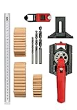 kwb Dübelhilfe/Dübellehre Set 153-teilig inkl. je 50 Dübel und 1 Bohrer 6, 8, 10 mm mit 30 cm Lineal, 3-12 mm Bohrlöcher inkl. Kernlochmaßen, gerade Bohren in Holz, Metall u. v. m, Dübelbohrlehre