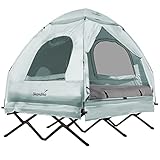 Skandika Zeltliege Haug für 2 Personen | Zelt Bett, erhöhtes Campingbett, aufblasbare Luftmatratze, wasserdicht, Outdoor Feldbett, bis 160 kg | 4in1 Angelzelt, Karpfenliege, Feldbettzelt (Mint)