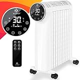 KESSER® Ölradiator 2500W Elektrische Heizung Heizkörper Elektroheizung energiesparend mit Display WiFi App & Fernbedienung Touchscreen - Mobil Öl Radiator 24h Timer, Thermostat & Überhitzungsschutz