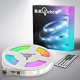 B.K.Licht I USB LED Strip 5 m I Lichtleiste I LED Leiste I RGB LED Streifen I Strips I Band mit Farbwechsel I Lichterkette bunt I Stripes mit Fernbedienung I Lichtband selbstklebend