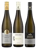 Wein Geschenk Riesling aus Deutschland - 3er Pack Weißwein mit Hans Baer Riesling Trocken, Abtei Himmerod Riesling Trocken, Kloster Eberbach Riesling Feinherb (3 x 0.75l)