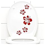 Grandora Klodeckel Aufkleber Hibiskusblüten I rot 5er Kreativset I Bad Blüten Blumen Hibiskus Aufkleber Wandaufkleber Wandsticker W916