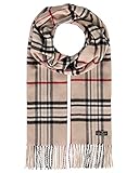 FRAAS Cashmink® Schal kariert für Damen & Herren - 35 x 200 cm - Made in Germany - Warmer XXL-Schal - Plaid Schal weicher als Kaschmir - Perfekt für den Winter Beige