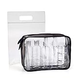 MOCOCITO Kulturbeutel durchsichtig und 8 Stück Reiseflasche Set (max.100ml) und Plastikbeutel für Flüssigkeiten zugelassen (20x20cm) nach EU&UK Handgepäckbestimmungen|Kulturtasche für Flüssigkeiten