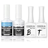 COSCELIA UV NagellackNail Primer 15ML Top Base Coat Unterlack & Überlack Base Coat Top Coat Nail Art System für Zuhause