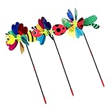 Hemoton 3 Stücke Kinder Windrad Schmetterling Gartenstecker Bienen Kunststoff Windmühle Spielzeug Libelle Wind Spinner Dekostecker für Outdoor Rasen Balkon Garten Deko (Zufällig)