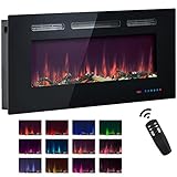 fangqi in Wall Electric Fireplace 36inch 13 Crystal Effects 13 Flame Effects Wall Installation AdjustableThermostat Control 2 Heat Settings Safety Cut-Out System Geräuscharm