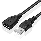 TNP USB A Verlängerung Kabel, USB 2.0 Verlängerungskabel - 50cm, USB Typ A-Stecker auf A-Buchse, für Kartenlesegerät, Tastatur, Drucker, Scanner, Kamera, Datenübertragung, schwarz