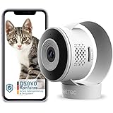 PetTec Cam Lite | Überwachungskamera für Haustiere mit App, Bewegungsmelder & Handyübertragung | WiFi Kamera kabellos | WLAN Kamera Indoor mit Nachtsicht | Katzenkamera, Hundekamera, Haustierkamera