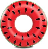 Schwimmreifen für Erwachsene Donut Schwimmring 120cm Aufblasbare Donut Wassermelone Rot Schwimmring Schwimmreif Wasserring Luftmatratze Wasserspielzeug Schwimmkissen für Pool Strand