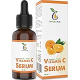 Vitamin C Serum BIO mit Hyaluronsäure 50ml, vegan - hochdosiert mit 20% Vitamin C - Anti-Aging Gel mit pflegendem Traubenkernöl und Aloe Vera gegen Falten für Gesicht & Dekollete - Bio Naturkosmetik