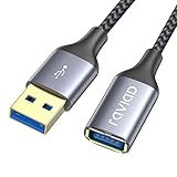 RAVIAD USB 3.0 Verlängerung Kabel 2M, USB Verlängerungskabel USB A Stecker auf A Buchse Nylon USB Kabel Verlängerung 5Gbps Superschnelle für Kartenlesegerät,Tastatur, Drucker, Scanner, Kamera, Hubs