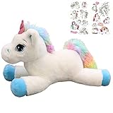 Georgie Porgy Plüsch Einhorn Farbblock Teddy Kuscheltier Tier Plüschtier für Kleinkind Kinder (15 '' Einhorn Weiß)