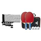 JOOLA Unisex – Erwachsene Post-Set Pro Tour Tischtennisnetz, Schwarz, 152cm & 54820 Tischtennis-Set Duo Bestehend aus 2 Tischtennisschläger+3Tischtennisbälle+1Aufbewahrungstasche,Mehrfarbig,OneSize