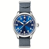 Laco Fliegeruhr Basis Augsburg Blaue Stunde, Ø 39mm, hochwertige Automatikuhr, Armbanduhr Einzigartige Qualität, 5 ATM Wasserdicht, Zeitloses Design – seit 1925 (Silber)