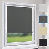 Sekey Verdunkelungsrollo Rollos - Verdunkelungsrollo Klemmfix ohne Bohren - 80cm x 130cm - Rollos für Fenster und Tür - Sonnenschutz - Grau