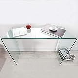 cagü: Design Glasschreibtisch Schreibtisch [Mayfair] Glas transparent 110cm x 35cm