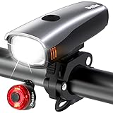 Deilin Fahrradlicht Set LED Fahrradbeleuchtung USB Aufladbar Fahrradlampe, IPX5 Wasserdicht Fahrradlichter Vorne Rücklicht Fahrrad Licht Fahrradleuchtenset Fahrradlampe (Silver)