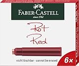 Faber-Castell 185514 - Tintenpatronen Standard, 6er Pack, rot