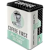 Nostalgic-Art Retro Vorratsdose L, Say it 50's – Coffee First – Geschenk-Idee für Nostalgie-Fans, Große Kaffee-Dose aus Blech, Vintage-Design, 3 l