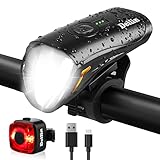 Deilin Upgraded LED Fahrradlicht Set, StVZO Zugelassen Fahrradlampe, Zugelassen USB Aufladbar Fahrradbeleuchtung, IPX5 Wasserdicht Fahrradlicht Vorne Frontlicht& Rücklicht Set